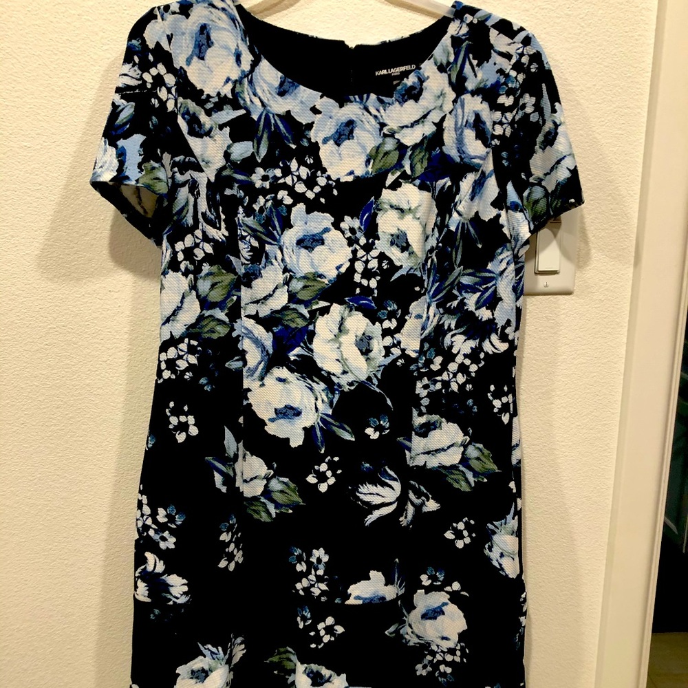 Karl Lagerfeld blue print dress, (size 16)